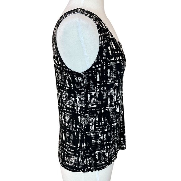 Chicos Travelers Black & White Abstract Sleeveless Scoop Neck Tank Small - Picture 3 of 7